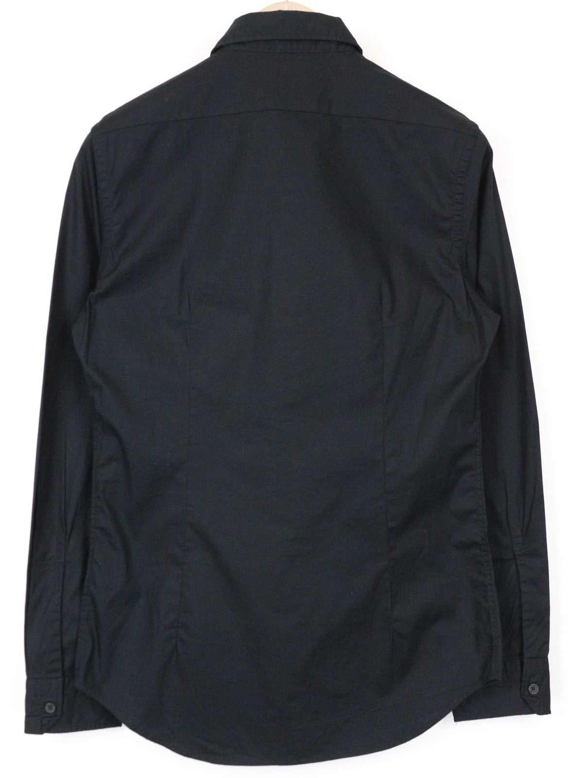 REPLAY vyriški marškinėliai S, juodi, vienspalviai, tamprūs medvilnės mišinio marškinėliai su sagomis užsegama platėjančia apykakle 