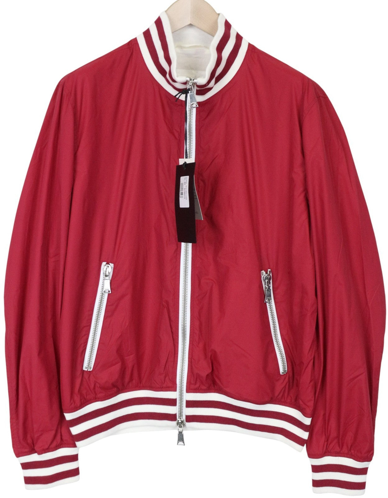 RICHMOND vyriška striukė IT52 raudona sportinė dizainerio neperšlampama striukė su dryžuotu briaunuotu pamušalu 