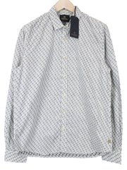 SCOTCH &amp; SODA vyriški marškinėliai L dydžio, šviesiai pilki, palmių rašto, grynos medvilnės, laisvalaikio stiliaus