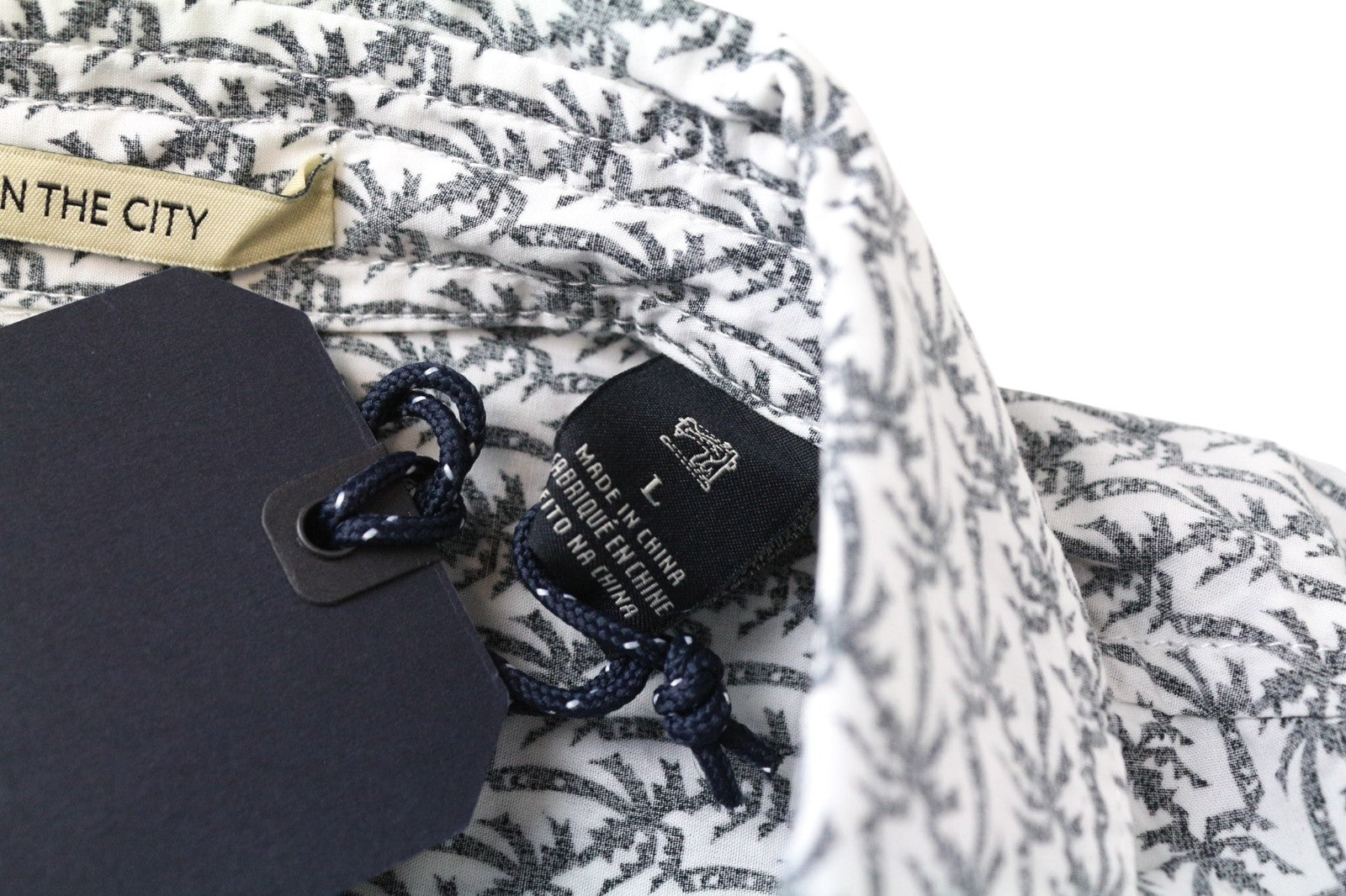 SCOTCH &amp; SODA vyriški marškinėliai L dydžio, šviesiai pilki, palmių rašto, grynos medvilnės, laisvalaikio stiliaus