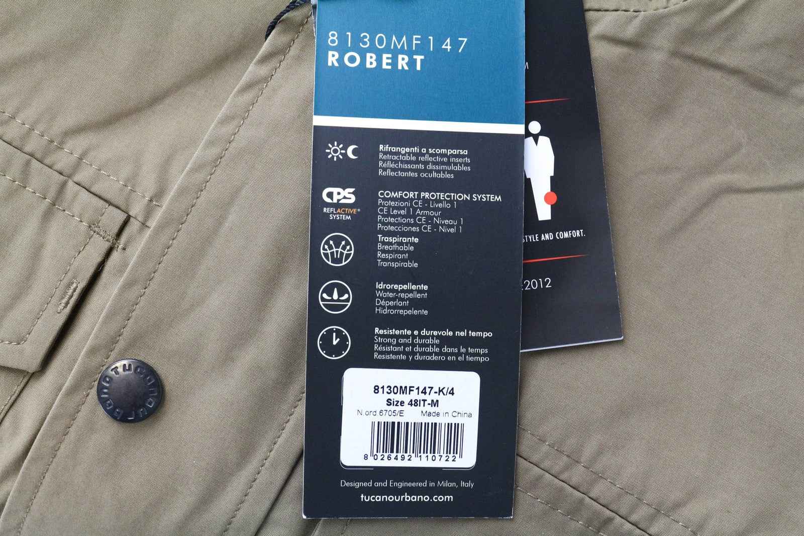 TUCANO URBANO Robert vyriška striukė IT48 smėlio spalvos, vandeniui atspari, kvėpuojanti, motociklams 