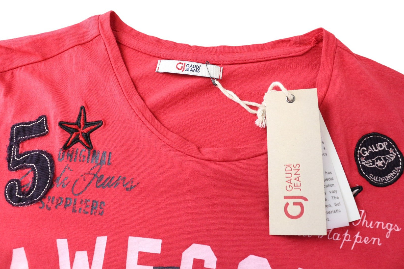 GAUDI JEANS Men's T-Shirt L Red Casual Cotton Short Sleeve Pullover Tee