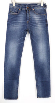 DIESEL Buster 084NS vyriški džinsai W28/L32 mėlyni, siaurėjantys, tamprūs 