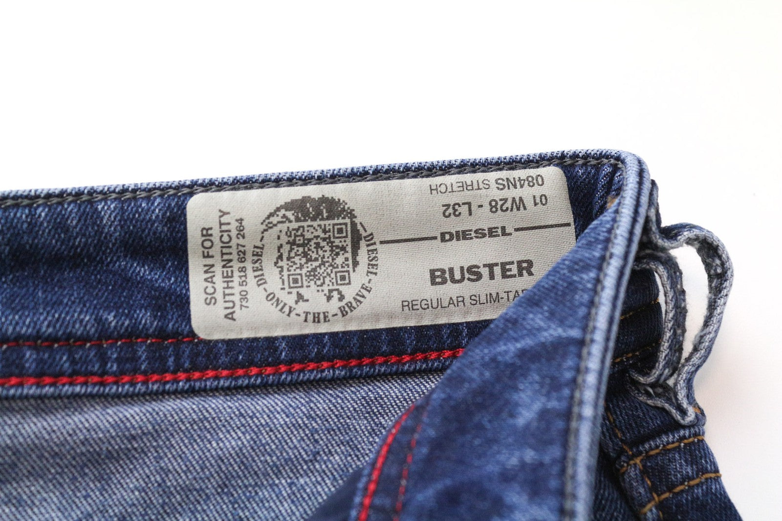 DIESEL Buster 084NS vyriški džinsai W28/L32 mėlyni, siaurėjantys, tamprūs 