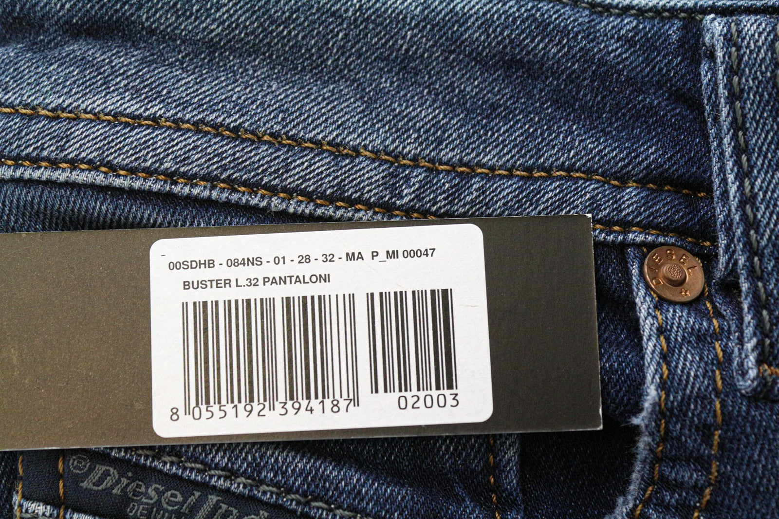 DIESEL Buster 084NS vyriški džinsai W28/L32 mėlyni, siaurėjantys, tamprūs 