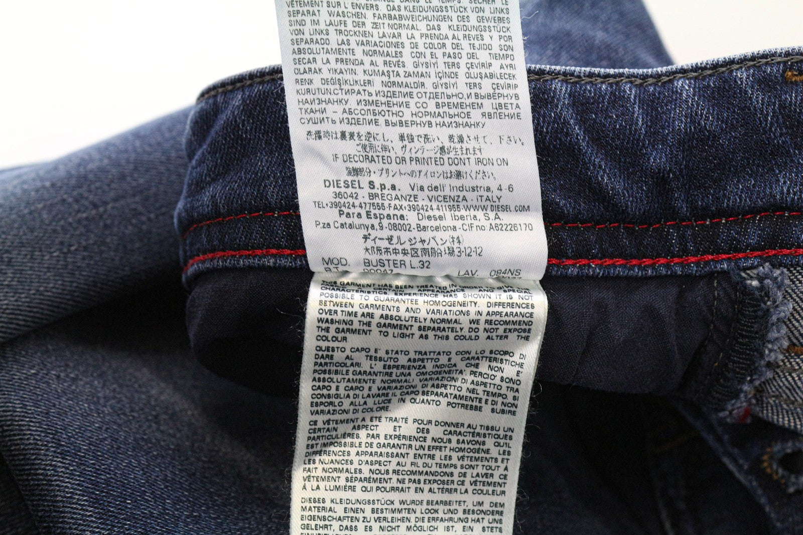 DIESEL Buster 084NS vyriški džinsai W28/L32 mėlyni, siaurėjantys, tamprūs 