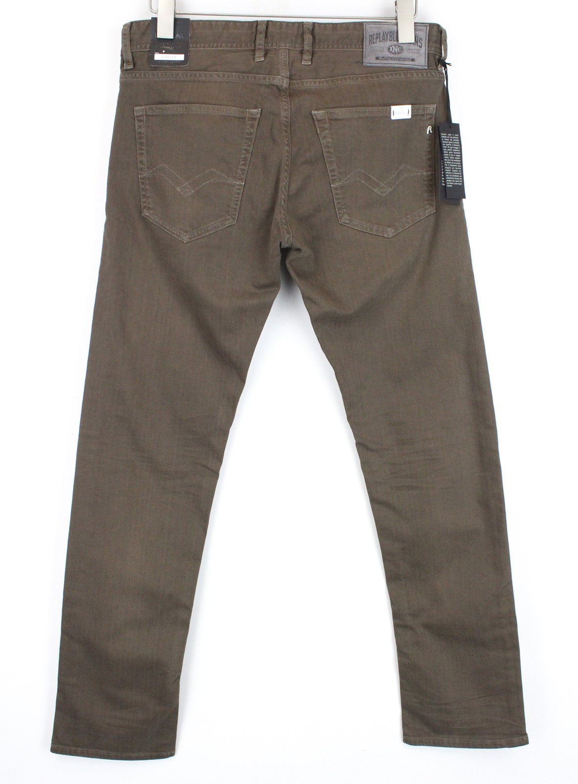 REPLAY Grover W31/L32 rudi, skalbti, tiesaus kirpimo, tamprūs medvilniniai marškinėliai su sagomis 