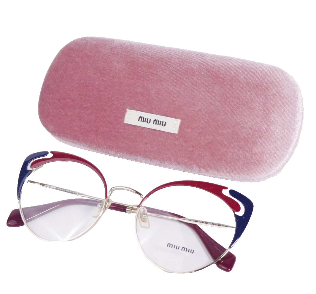 Miu Miu MU 50RV akiniai nuo saulės moterims su blyškiai auksiniais rėmeliais ir pusiau be rėmelio 140 