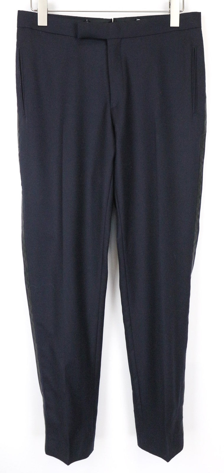 SUITSUPPLY Brescia smokingo vyriškos kelnės, UK38R, tamsiai mėlynos, klostuotos, klasikinės, grynos vilnos 