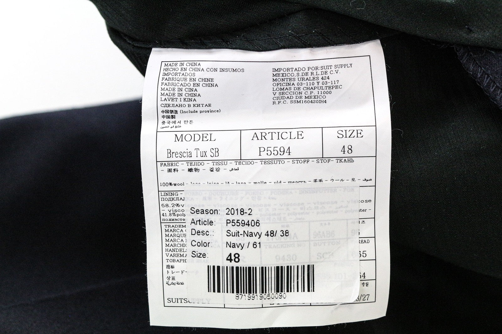 SUITSUPPLY Brescia smokingo vyriškos kelnės, UK38R, tamsiai mėlynos, klostuotos, klasikinės, grynos vilnos 