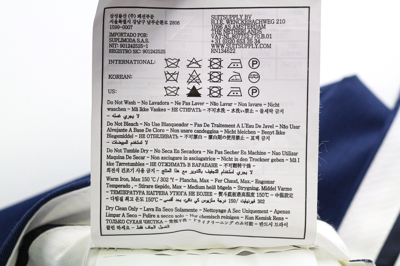 SUITSUPPLY Brescia vyriškos kelnės, UK32S, mėlynos, grynos vilnos, klasikinės, su klostėmis priekyje 