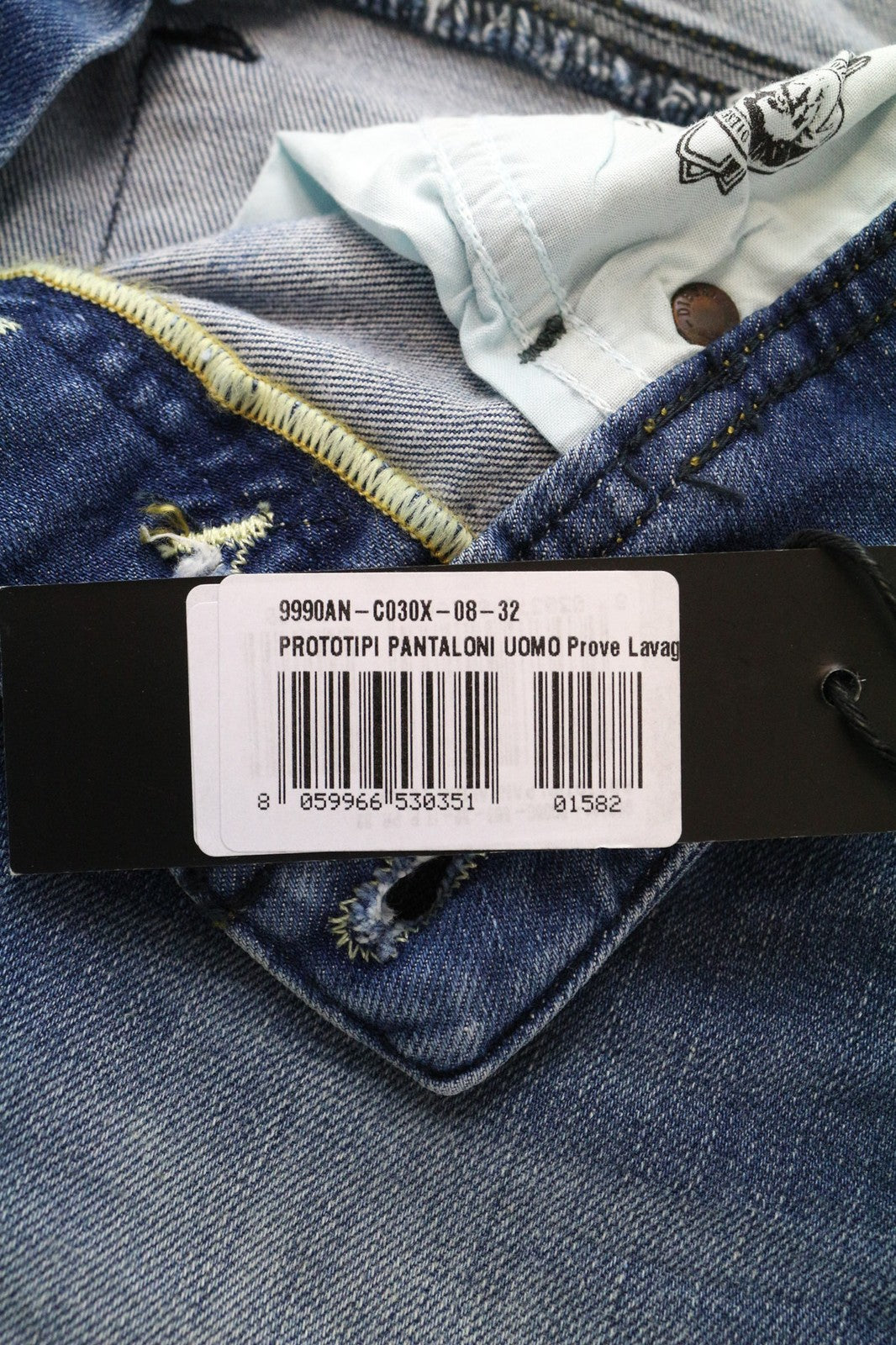 DIESEL Men Jeans W28 Straight Fit Washed Blue 5-Pocket Button Casual