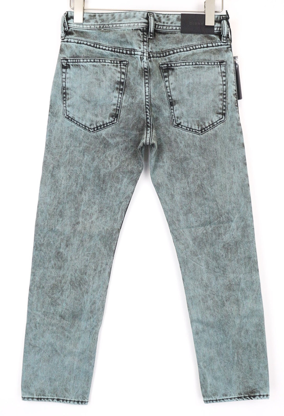 DIESEL D-Buster-CO 0TATP vyriški džinsai W27 Slim Fit, grynos medvilnės, mėlynai pilkai skalbti 