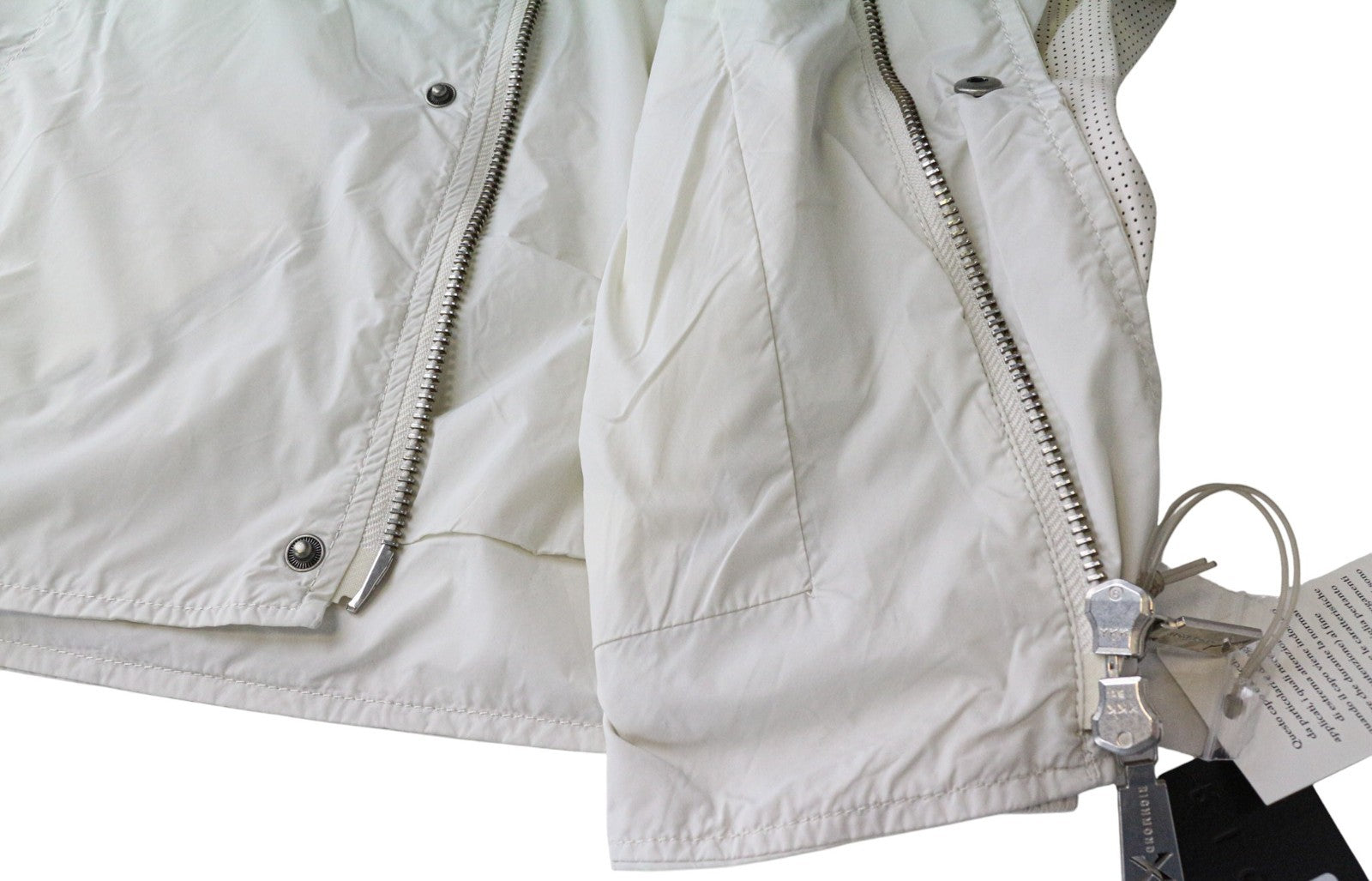 RICHMOND vyriška striukė 50 balkšvos spalvos, šviesiai laisvalaikio stiliaus, su užtrauktuku, ilgomis rankovėmis, gatvės stilius 