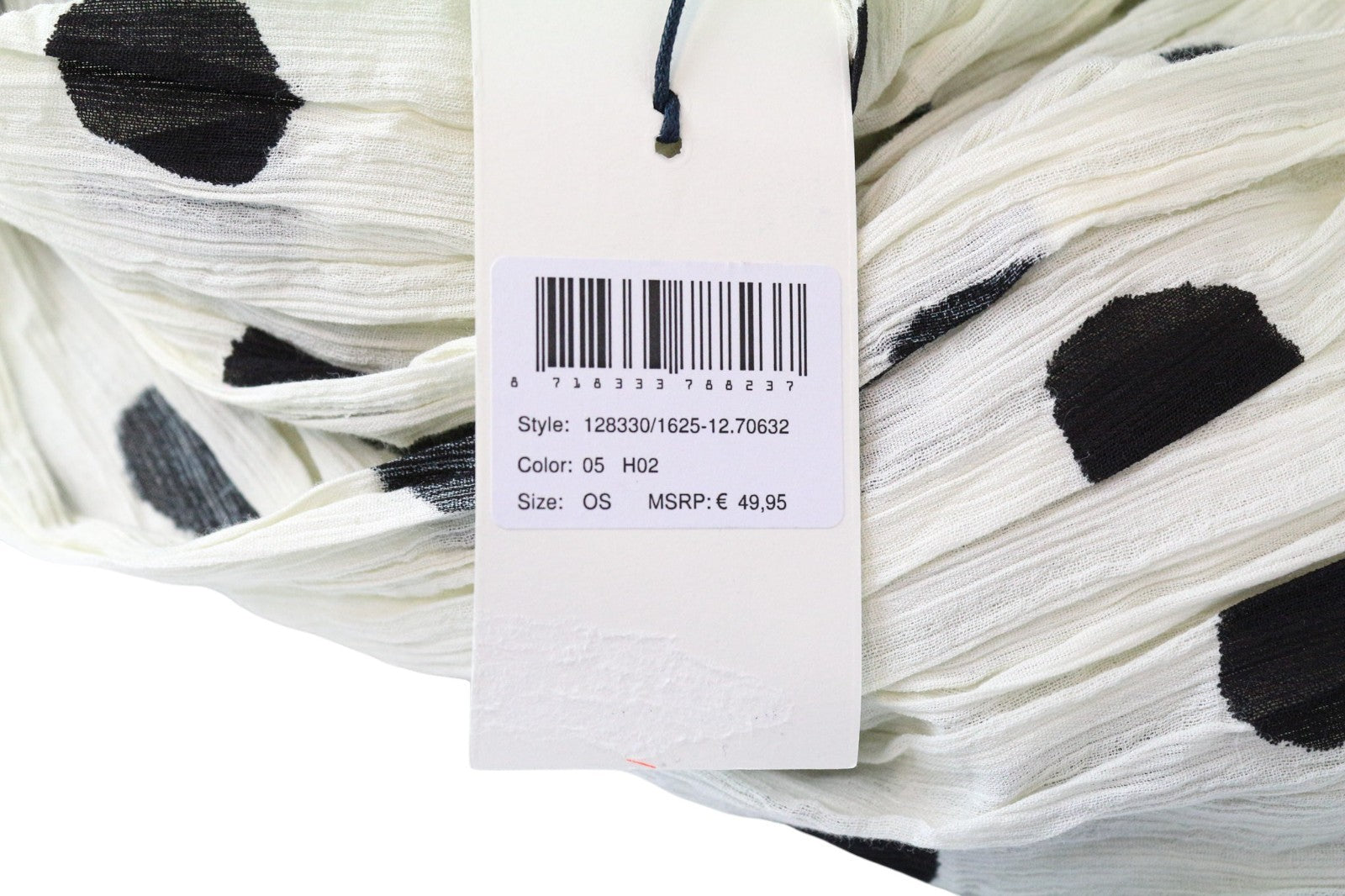 MAISON SCOTCH moteriškas šalikas OS baltas medvilninis šviesiai taškuotas minkštas apdangalas 