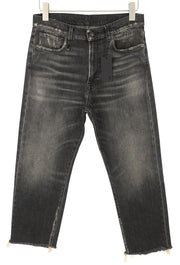 R13 Boyfriend moteriški džinsai, 28 dydžio, Abbey Black, išblukusios, plėšytos, tiesaus kirpimo, FW25 