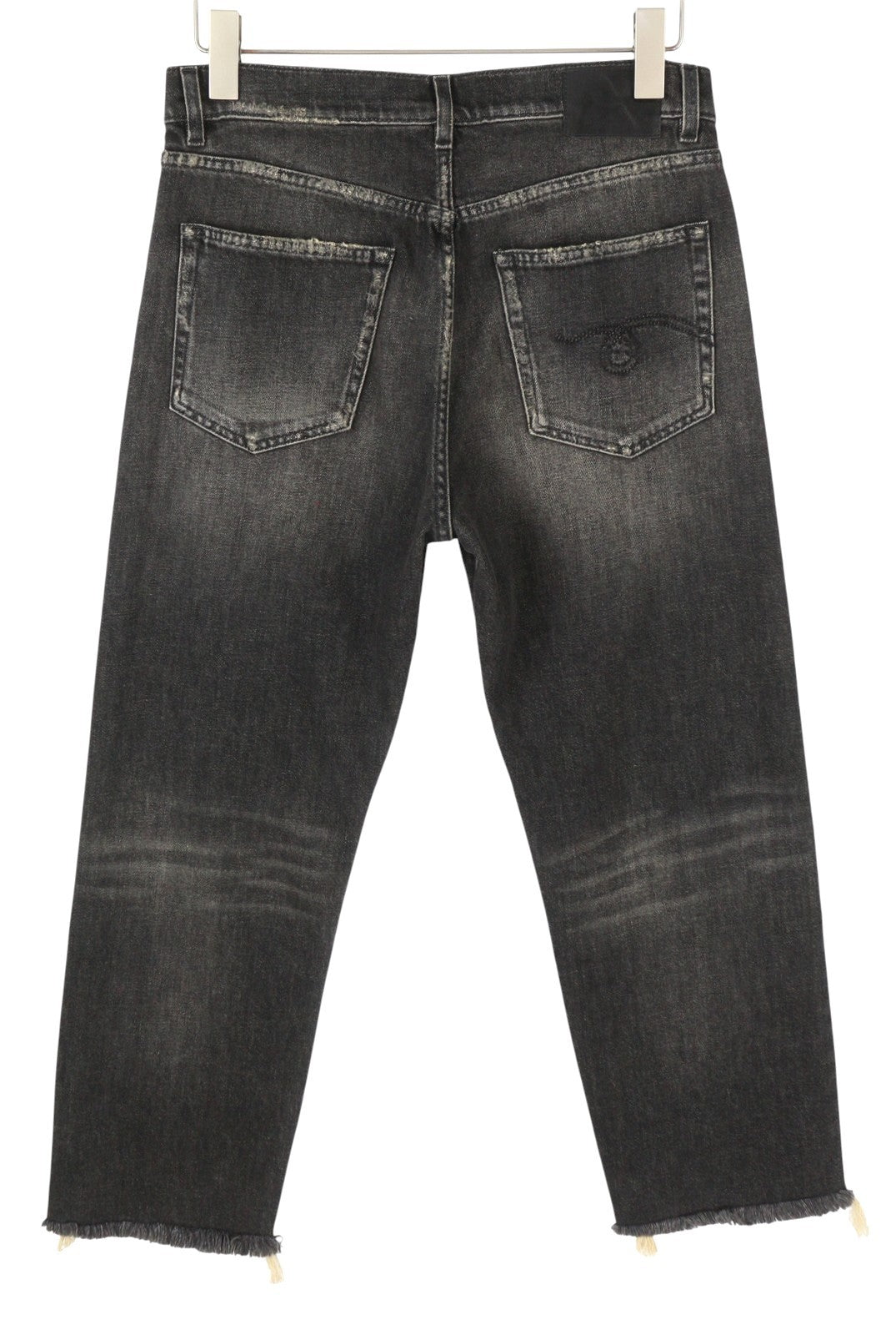 R13 Boyfriend moteriški džinsai, 28 dydžio, Abbey Black, išblukusios, plėšytos, tiesaus kirpimo, FW25 