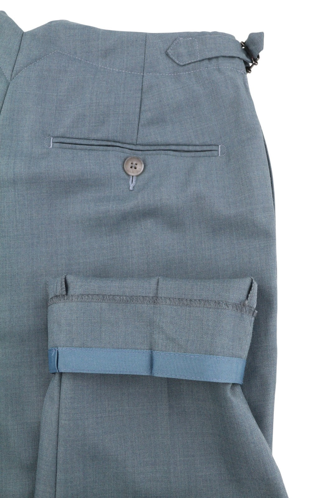 SUITSUPPLY Brescia vyriškos kelnės UK34R mėlynos vilnonės siaurėjančios, plokščio priekio, su užtrauktuku 