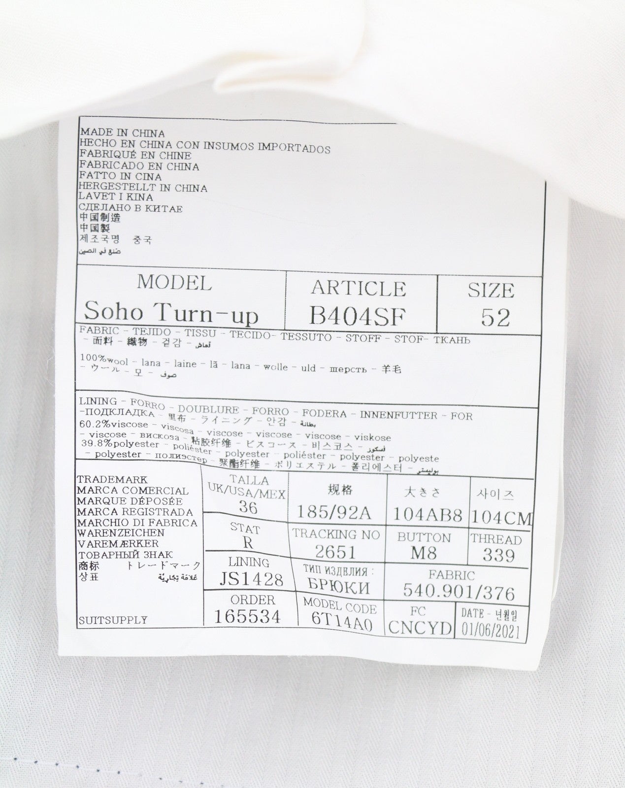 SUITSUPPLY Soho vyriškos kelnės su atlenkiamomis langais, UK32R, mėlynos, grynos vilnos, S120, siaurėjantis kirpimas, užtrauktukas 