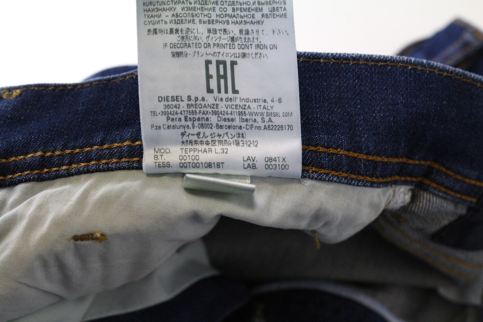 DIESEL Tepphar 084TX Men's Jeans W28/L32 Blue Cotton Carrot Slim Stretch