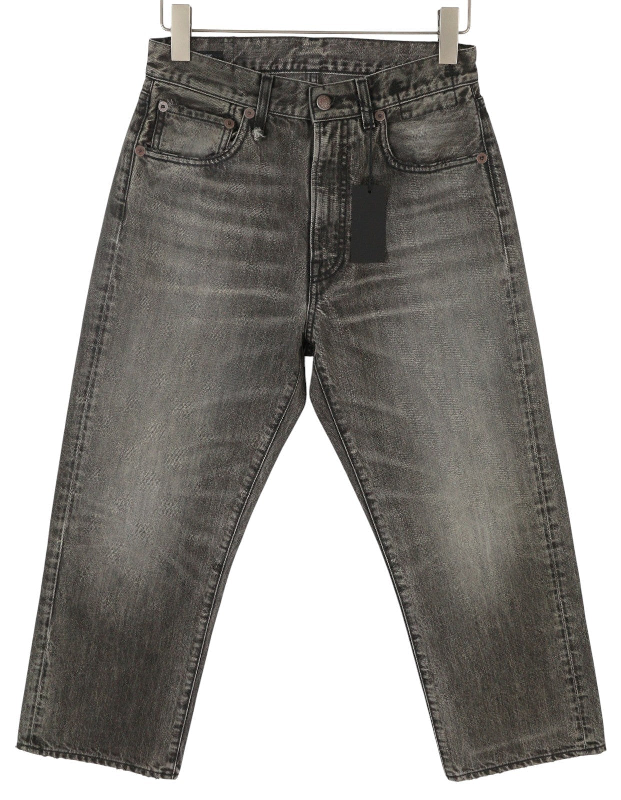 R13 X-BF moteriški džinsai 25 Polaris juodi ūsai išblukę trumpi džinsai iki kulkšnių PS25 