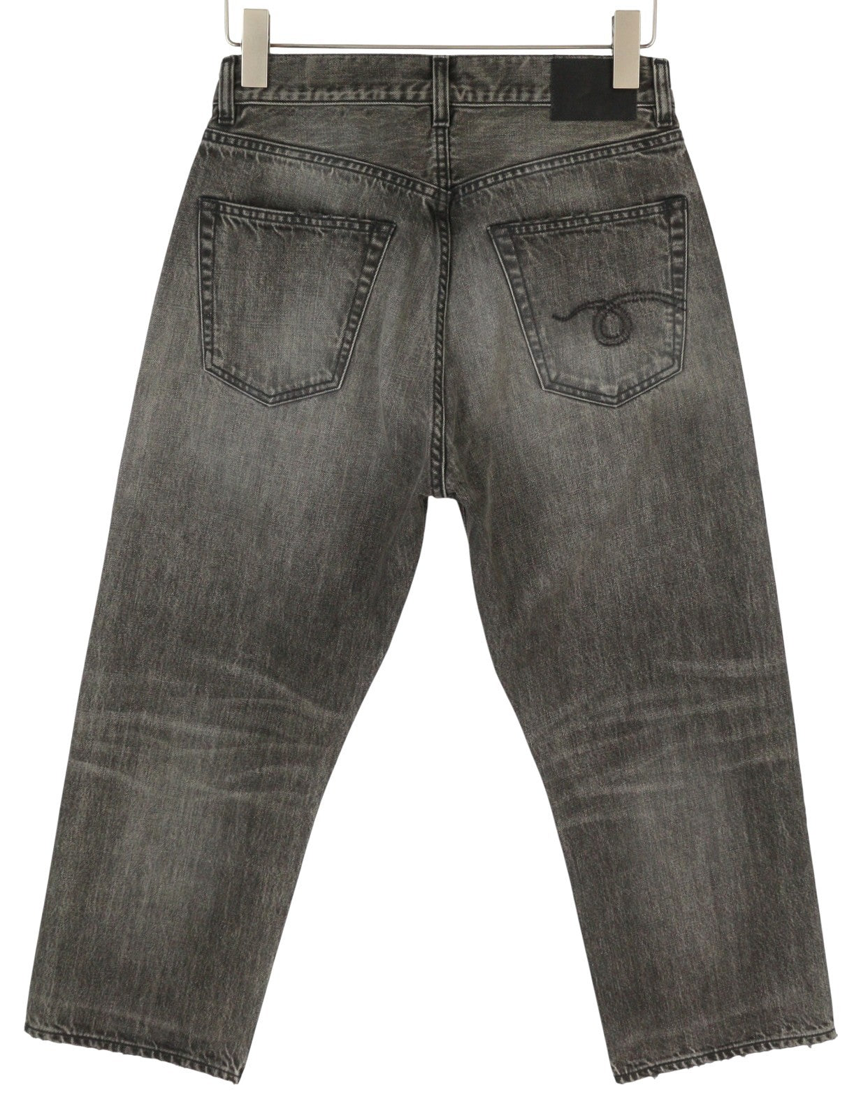 R13 X-BF moteriški džinsai 25 Polaris juodi ūsai išblukę trumpi džinsai iki kulkšnių PS25 