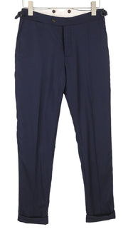 SUITSUPPLY Jort Bolton Int. vyriškos kelnės, UK34R, tamsiai mėlynos, vilnonės, kašmyro spalvos, atlenktos. 