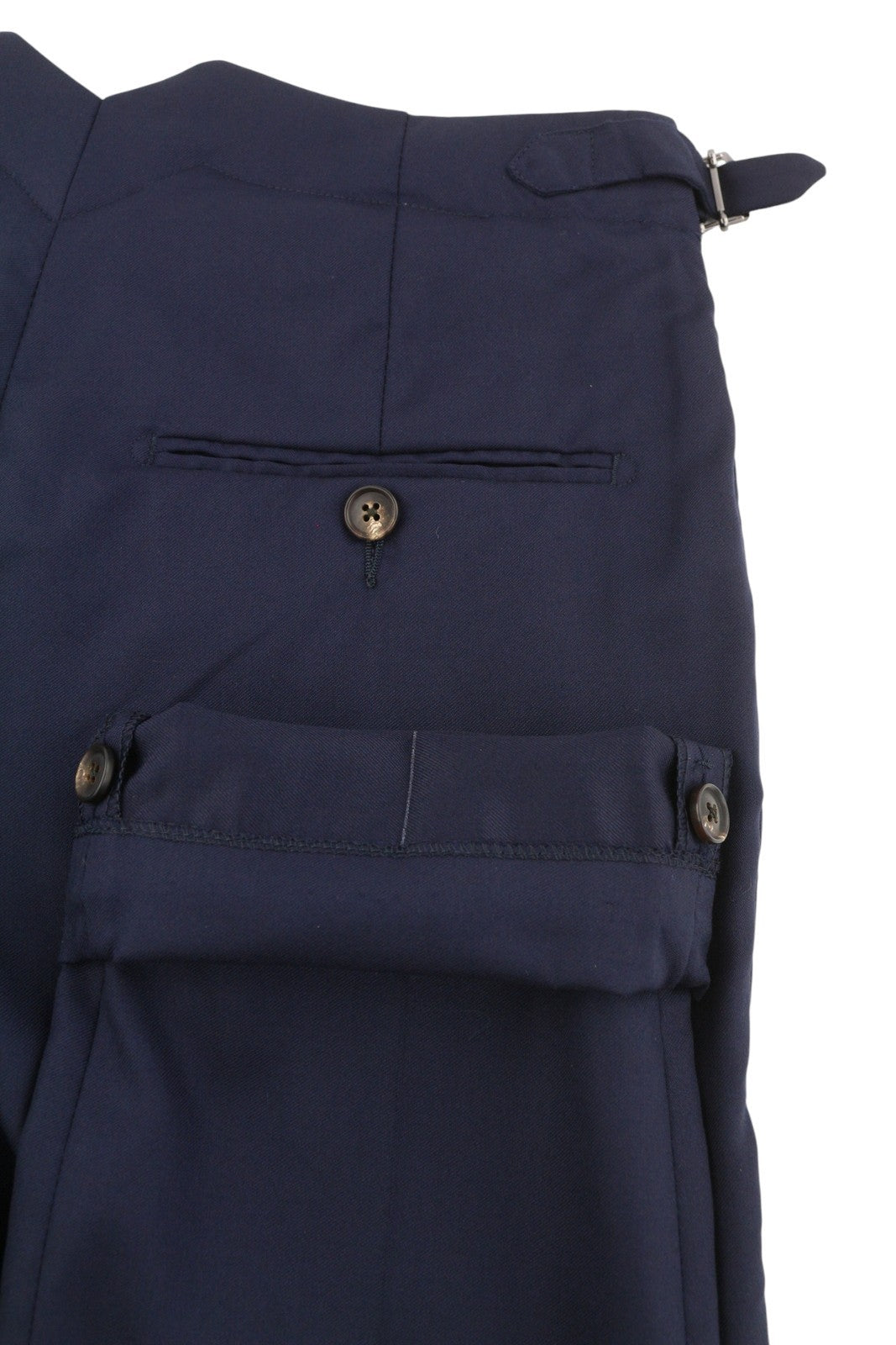 SUITSUPPLY Jort Bolton Int. vyriškos kelnės, UK34R, tamsiai mėlynos, vilnonės, kašmyro spalvos, atlenktos. 