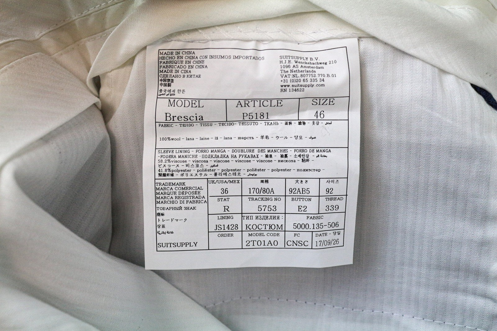 SUITSUPPLY Brescia vyriškos kelnės, UK36R, mėlynos, klostytos, gryno klasikinio kirpimo 