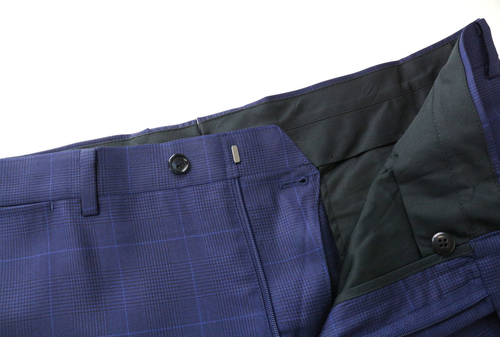 SUITSUPPLY Lazio vyriškos kelnės UK42S mėlynos vilnos languotos klostuotos elegantiškos iškirptės 