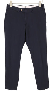 SUITSUPPLY Brescia Slim Fit vyriškos kelnės UK36R tamsiai mėlynos su tekstūriniu užtrauktuku 