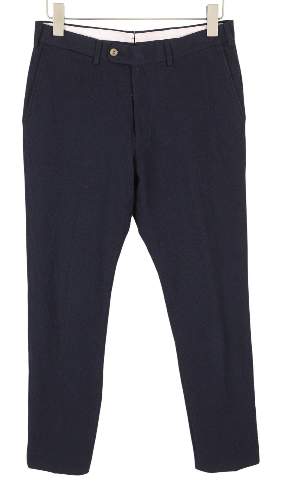 SUITSUPPLY Brescia Slim Fit vyriškos kelnės UK36R tamsiai mėlynos su tekstūriniu užtrauktuku 