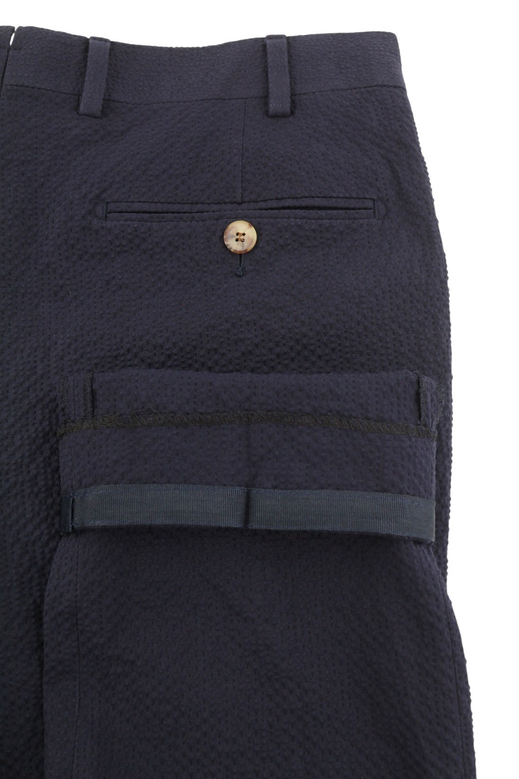 SUITSUPPLY Brescia Slim Fit vyriškos kelnės UK36R tamsiai mėlynos su tekstūriniu užtrauktuku 