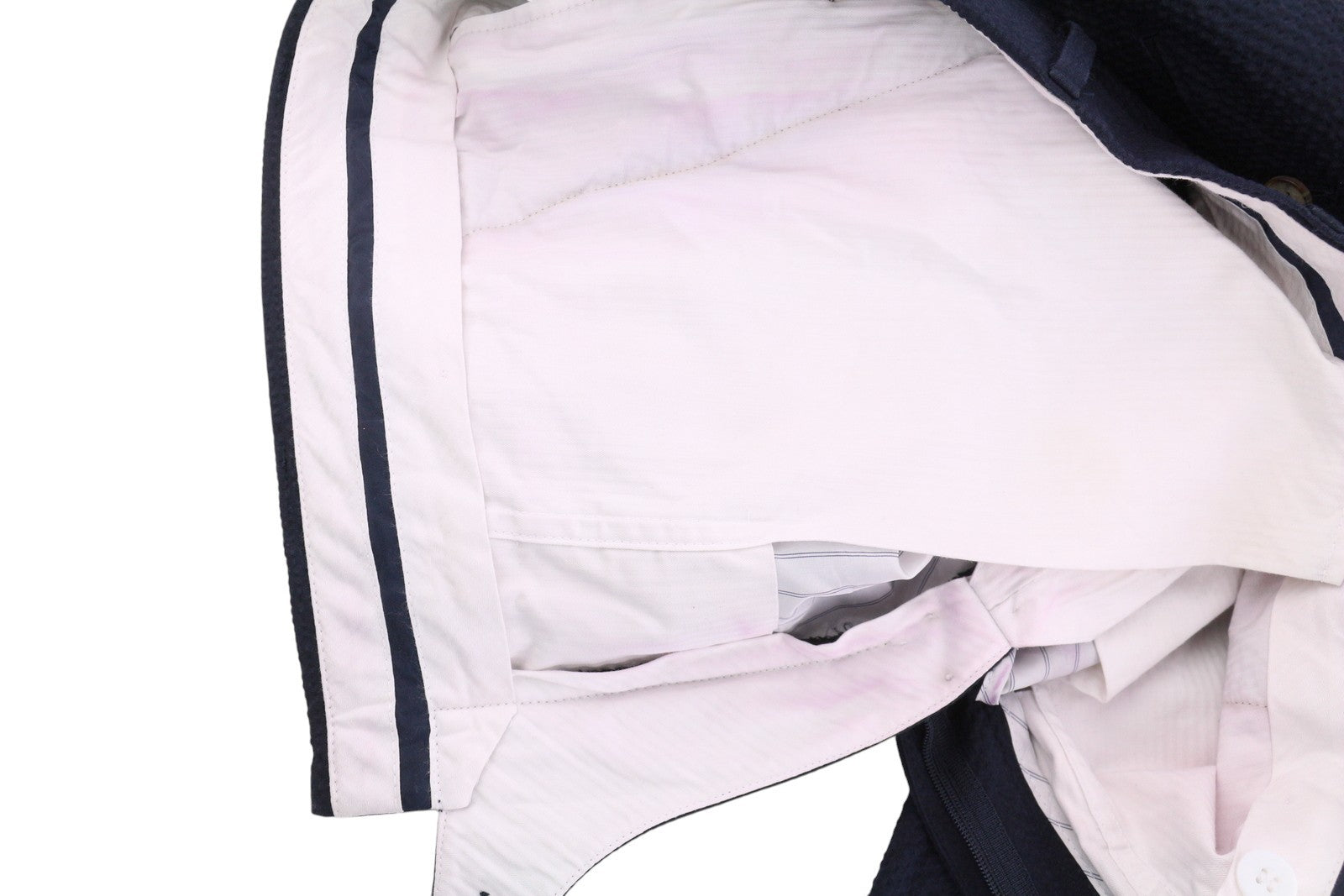 SUITSUPPLY Brescia Slim Fit vyriškos kelnės UK36R tamsiai mėlynos su tekstūriniu užtrauktuku 