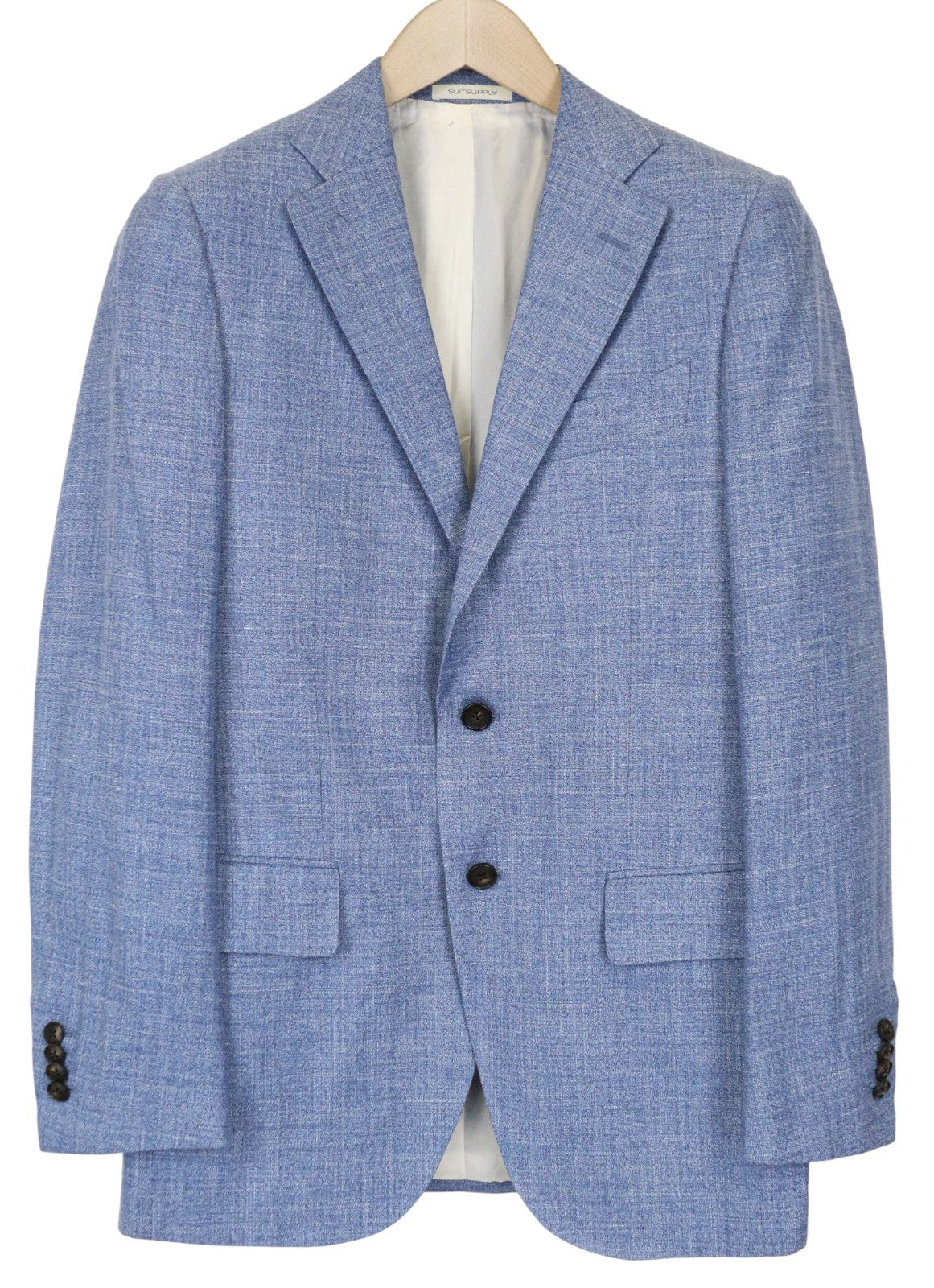 SUITSUPPLY Lazio Men's Suit UK36R Slim Blue Wool Silk Linen Classic 2Pc