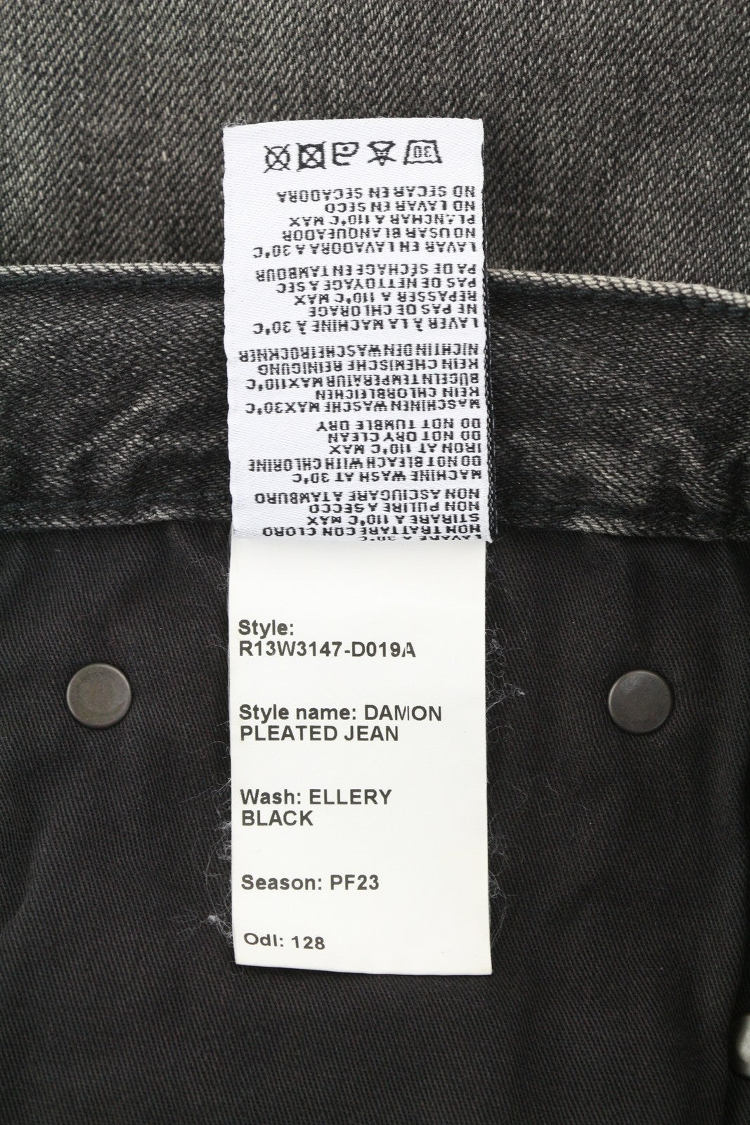 R13 Damon klostuoti moteriški džinsai 29 Ellery juodi ūsai išblukę laisvo kirpimo džinsai 