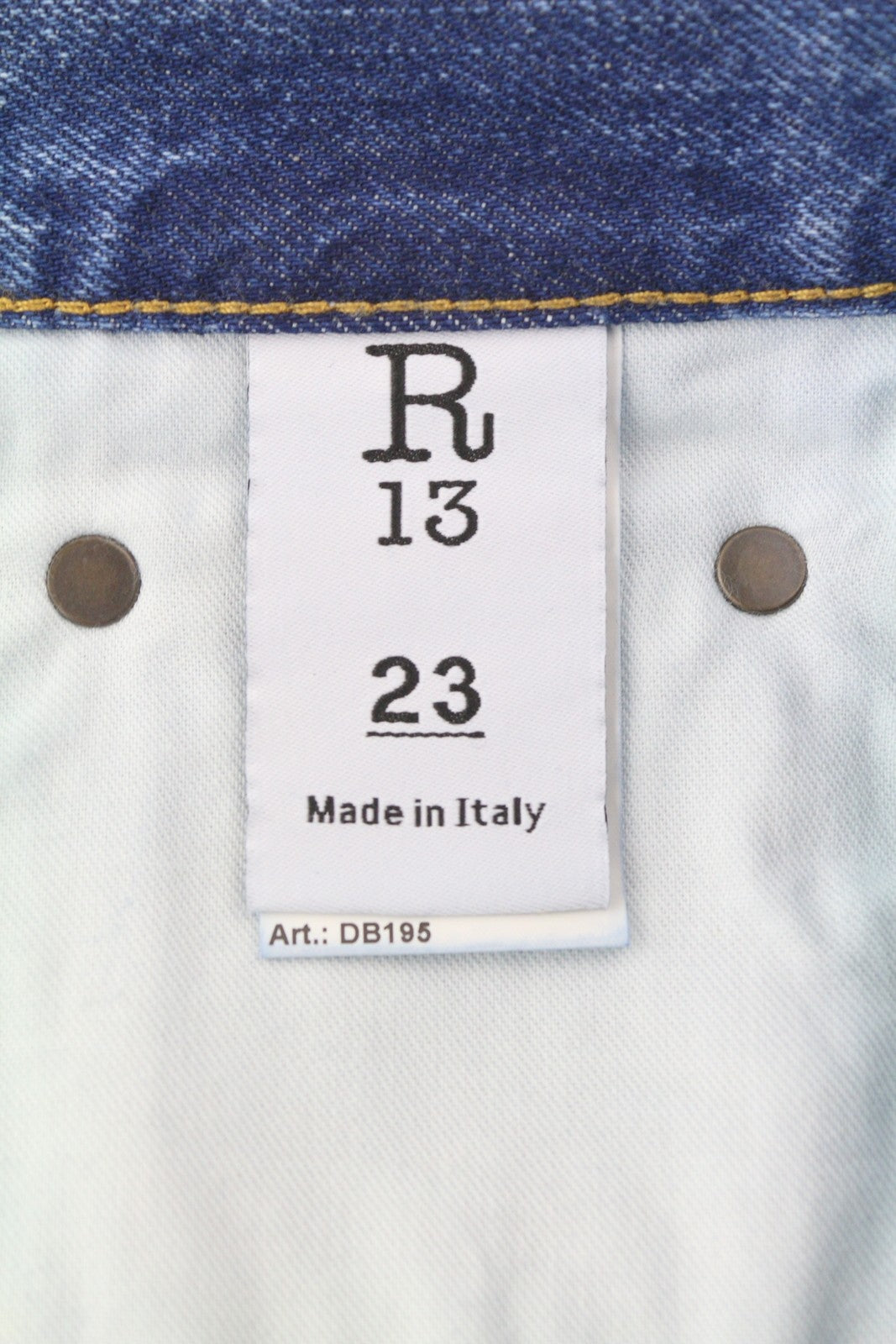 R13 Boyfriend moteriški džinsai 23 Jasper Whiskers išblukęs trumpintas užtrauktukas mėlynas džinsinis PF25 