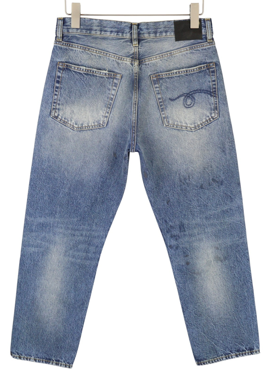 R13 Boyfriend moteriški džinsai 26 Jasper ūsai su išblukusiu trumpintu užtrauktuku mėlyni džinsai PF25 