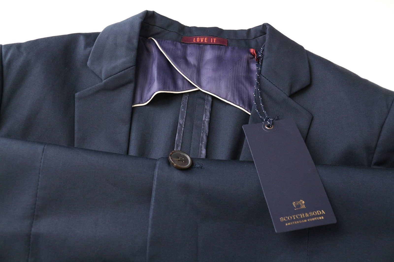 SCOTCH &amp; SODA Ams Couture vyriškas švarkas M, tamsiai mėlynas, tamprus, vieneilis 