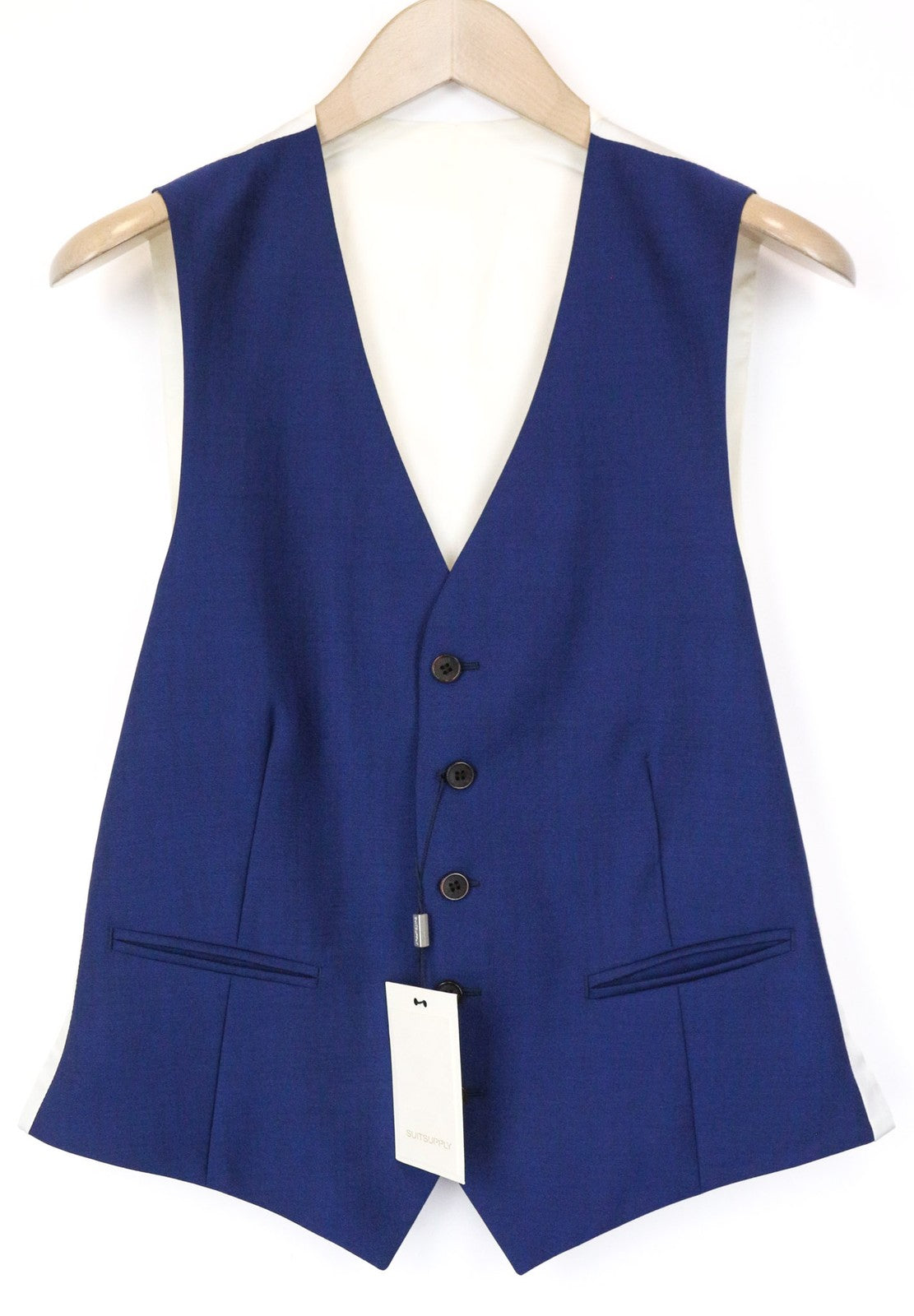 SUITSUPPLY Bari vyriška liemenė UK38R mėlyna vilnonė mohera klasikinė su V formos iškirpte ir pamušalu 