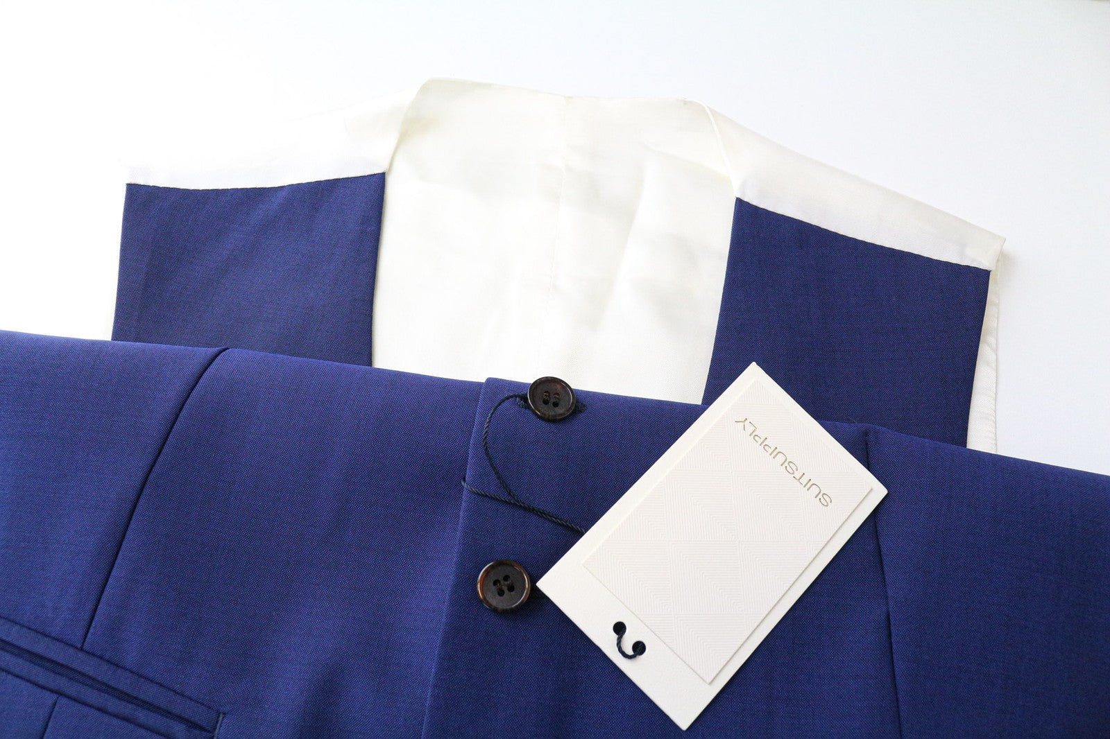 SUITSUPPLY Bari vyriška liemenė UK38R mėlyna vilnonė mohera klasikinė su V formos iškirpte ir pamušalu 