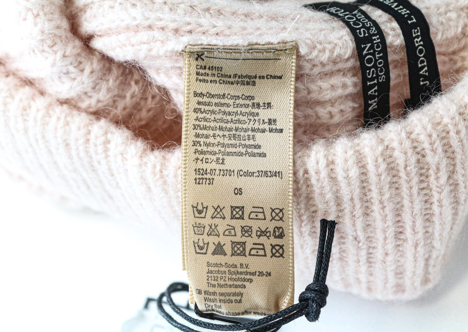 MAISON SCOTCH moteriška kepurė OS rožinė moheros vilnos mišinio megzta kepurė-kepuraitė 