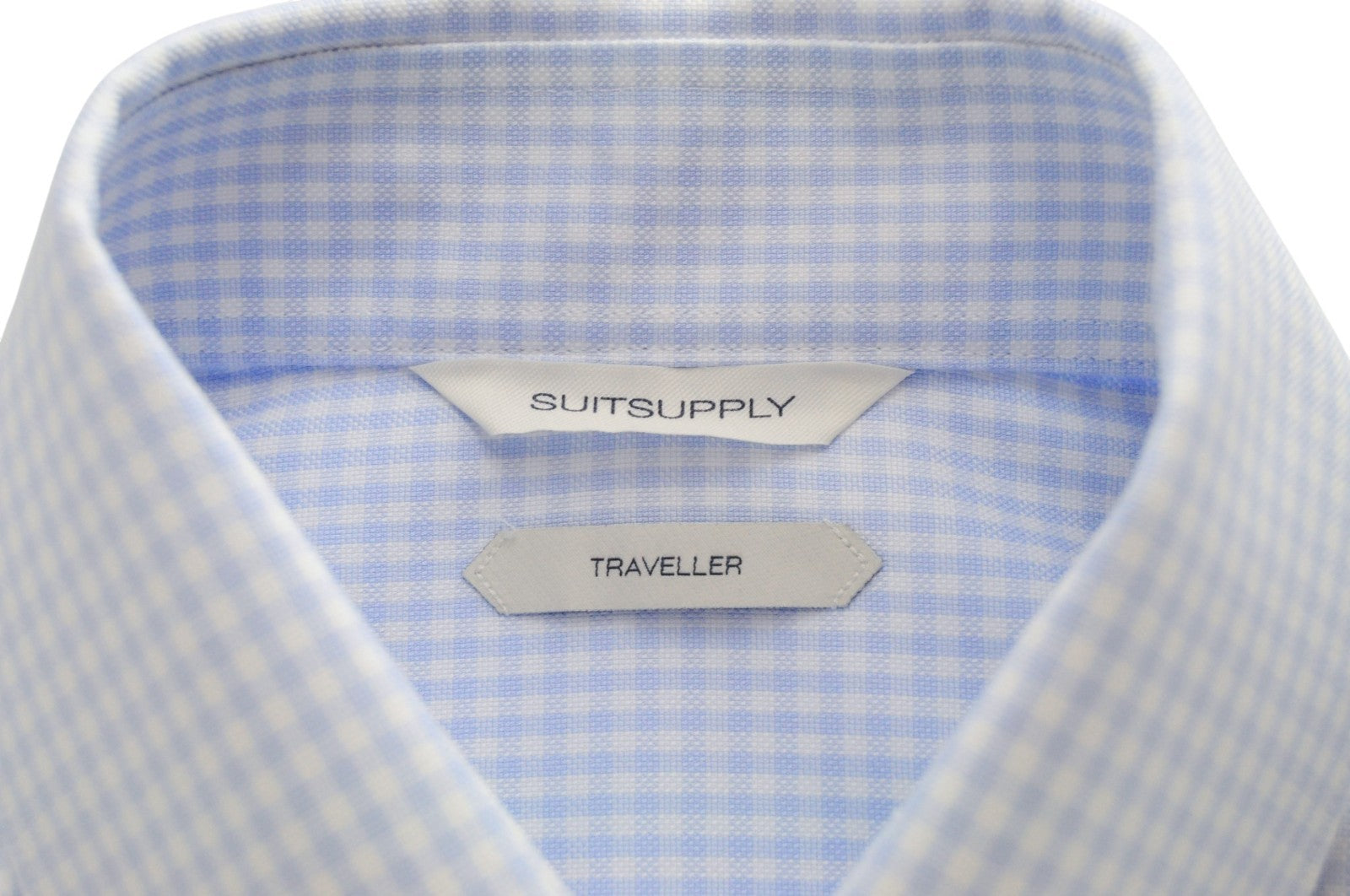 „SUITSUPPLY Traveller“ vyriški formalūs marškiniai, 35 cm, ploni, languoti, medvilniniai, su sagomis užsegami marškiniai 