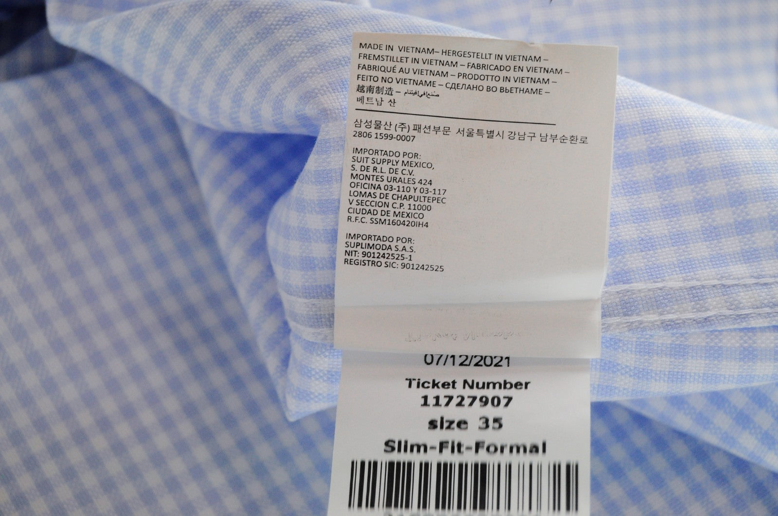 „SUITSUPPLY Traveller“ vyriški formalūs marškiniai, 35 cm, ploni, languoti, medvilniniai, su sagomis užsegami marškiniai 