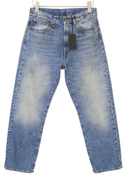 R13 Cuffed X-BF moteriški džinsai su rankogaliais 25 Jasper Straight ūsai su išblukusia mėlyna užtrauktuku FW25 