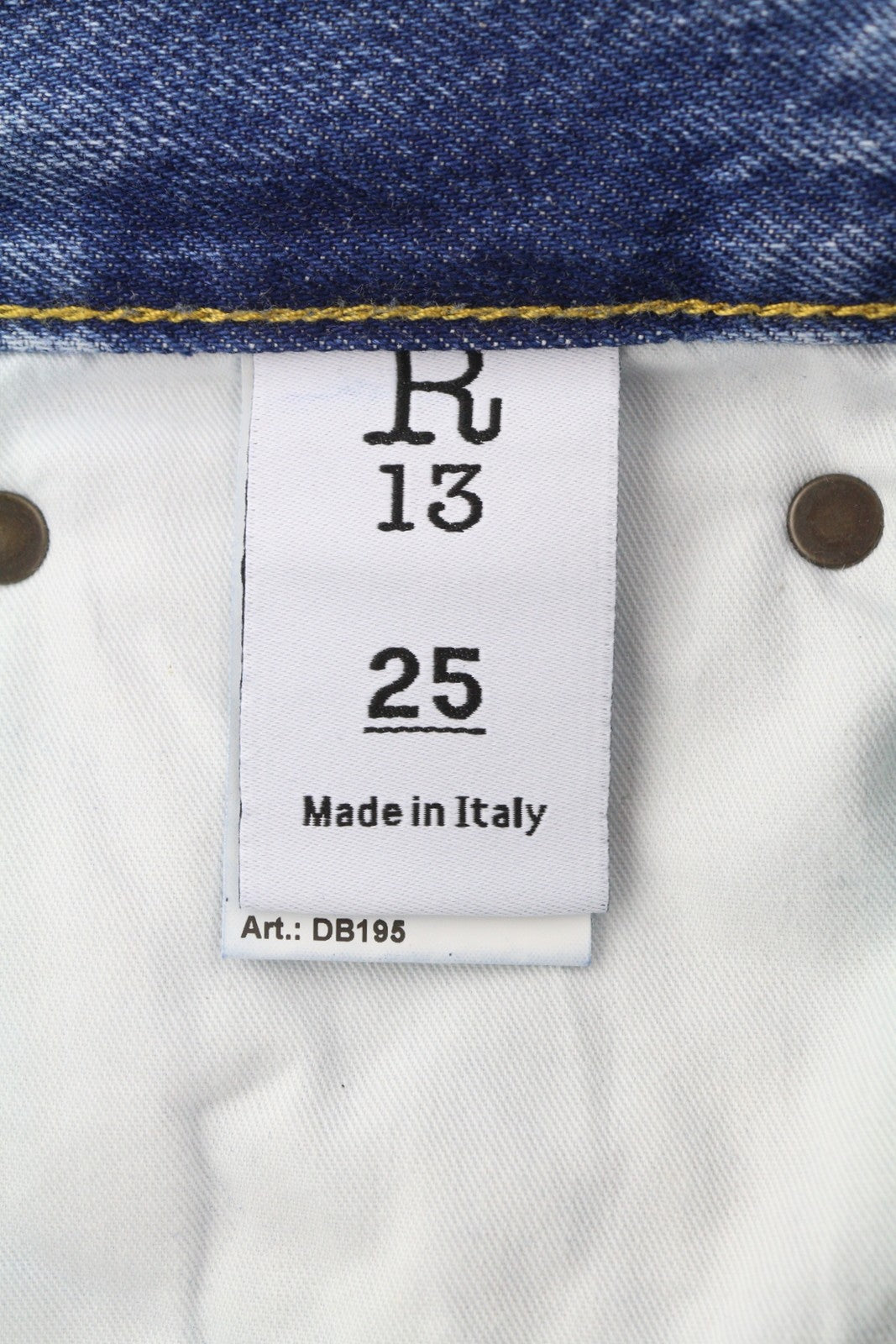 R13 Cuffed X-BF moteriški džinsai su rankogaliais 25 Jasper Straight ūsai su išblukusia mėlyna užtrauktuku FW25 