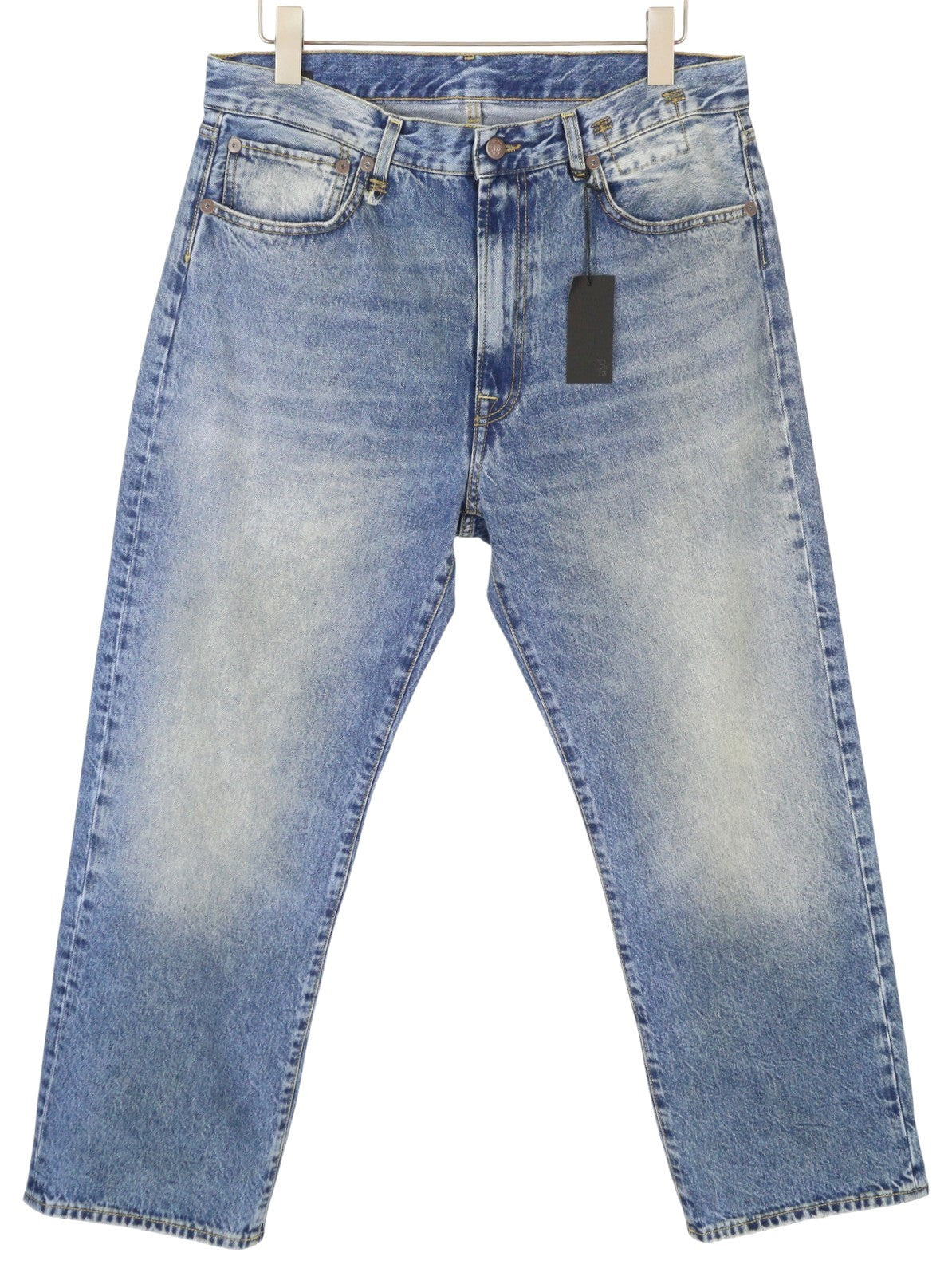 R13 Cuffed X-BF moteriški džinsai su rankogaliais, 30 Jasper tiesaus kirpimo, išblukintos mėlynos spalvos, su užtrauktuku, FW25 