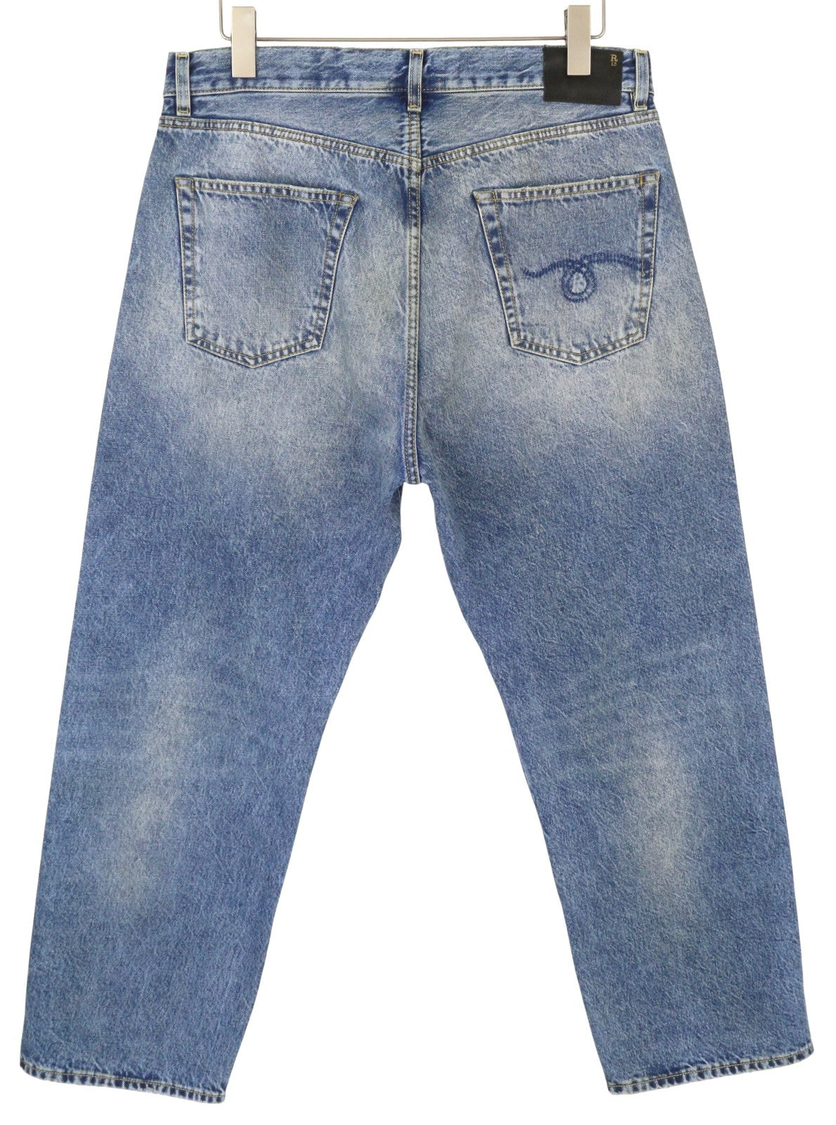 R13 Cuffed X-BF moteriški džinsai su rankogaliais, 30 Jasper tiesaus kirpimo, išblukintos mėlynos spalvos, su užtrauktuku, FW25 