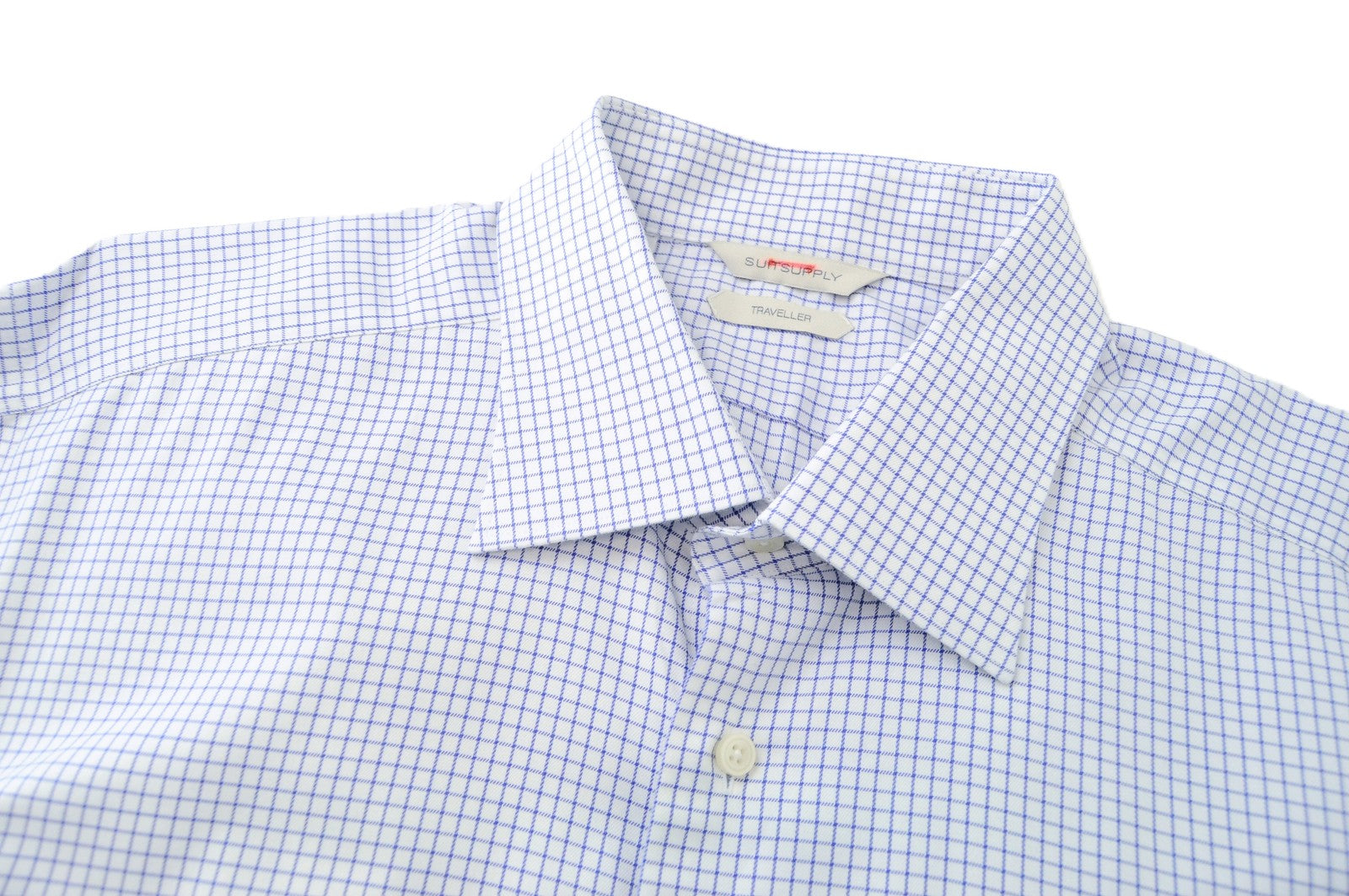 „SUITSUPPLY Traveller“ vyriški formalūs marškiniai ~L, ploni languoti, mėlyni medvilniniai ilgomis rankovėmis 