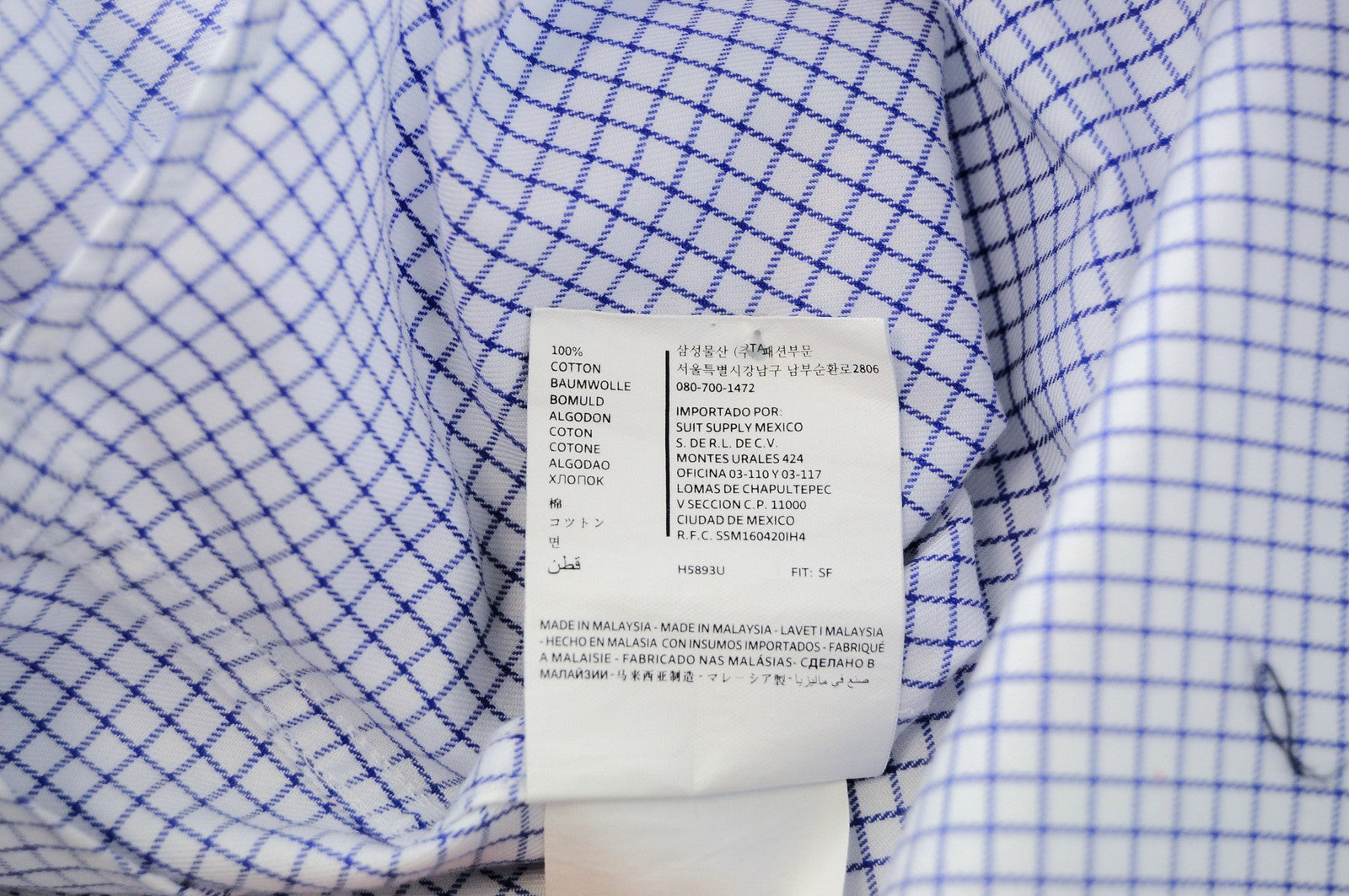 „SUITSUPPLY Traveller“ vyriški formalūs marškiniai ~L, ploni languoti, mėlyni medvilniniai ilgomis rankovėmis 